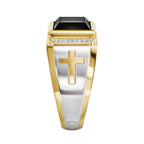 Faith Two Tone Plated Cross Ring - With God All Things Are Possible