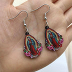Boucles d'oreilles colorées Vierge Marie Notre-Dame de Guadalupe