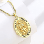 Collier pendentif religieux en acier inoxydable Vierge Marie