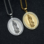 Collier pendentif religieux en acier inoxydable Vierge Marie
