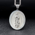 Collier pendentif religieux en acier inoxydable Vierge Marie