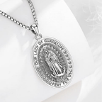 Collier pendentif religieux en acier inoxydable Vierge Marie