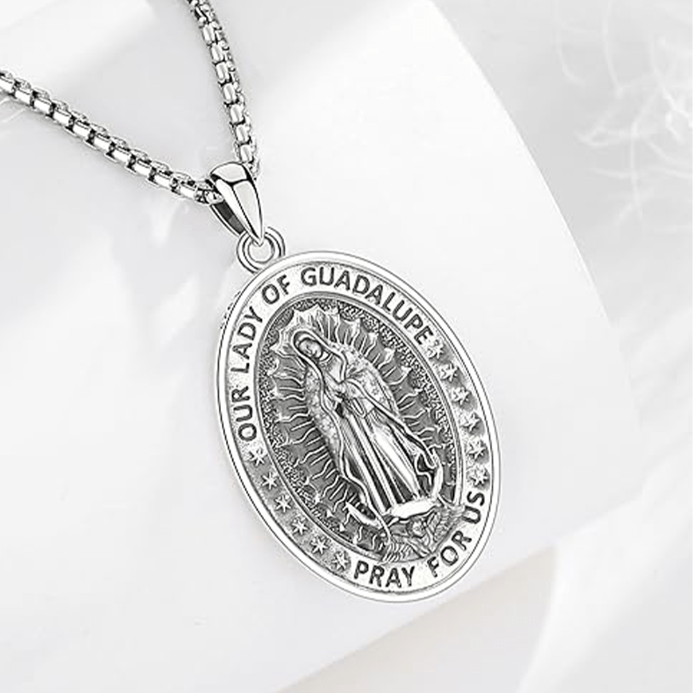 Collier pendentif religieux en acier inoxydable Vierge Marie