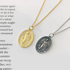 Collier Pendentif Maria en Argent Fait Main Bijoux Religieux