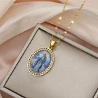 Collier peinture Vierge Marie Bijoux icône religieuse
