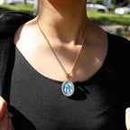 Collier peinture Vierge Marie Bijoux icône religieuse