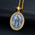 Collier peinture Vierge Marie Bijoux icône religieuse