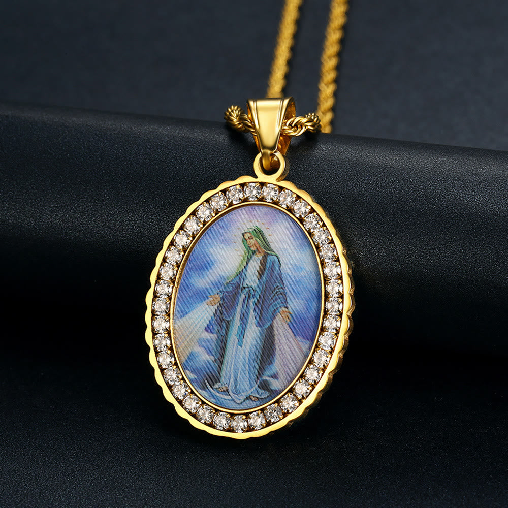 Collier peinture Vierge Marie Bijoux icône religieuse