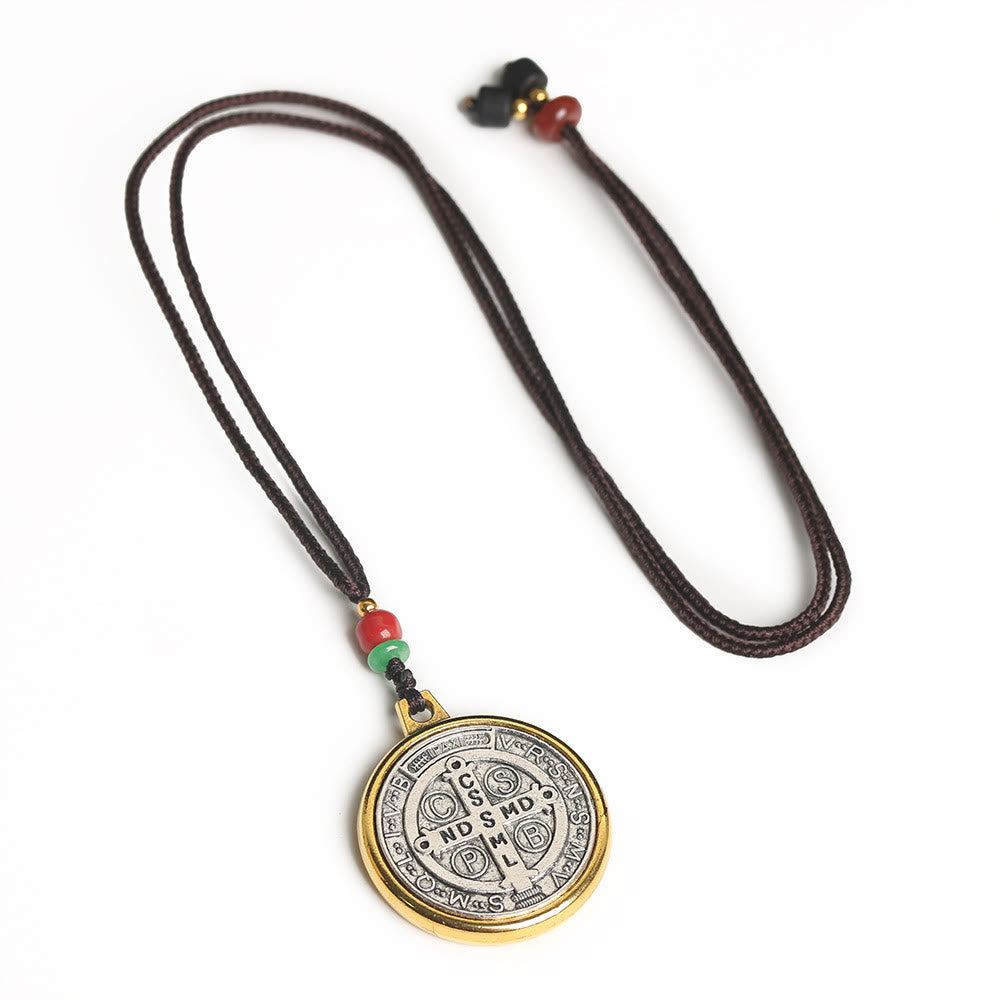 Clásico Collar Amuleto de Medalla de San Benito