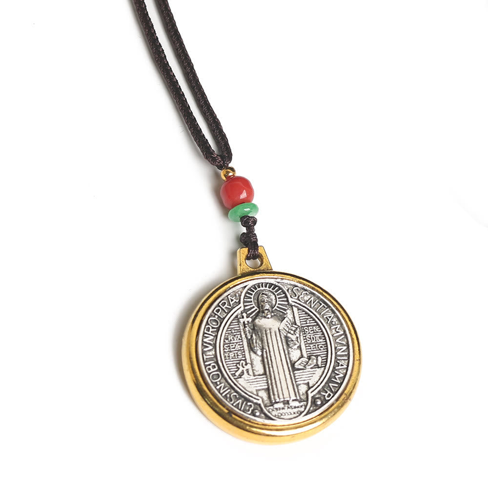 Clásico Collar Amuleto de Medalla de San Benito