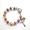 Bracelet en perles arc-en-ciel religieux Jésus et Marie