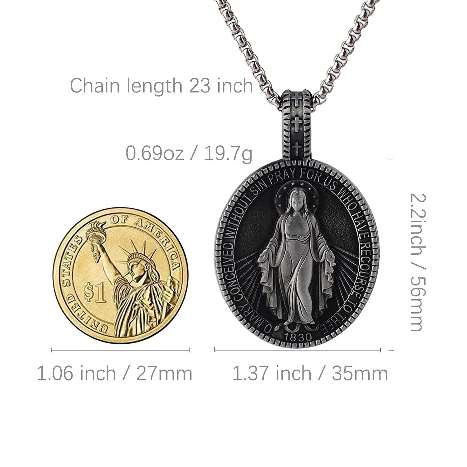 Collier Pendentif Médaille Miraculeuse Vierge Marie
