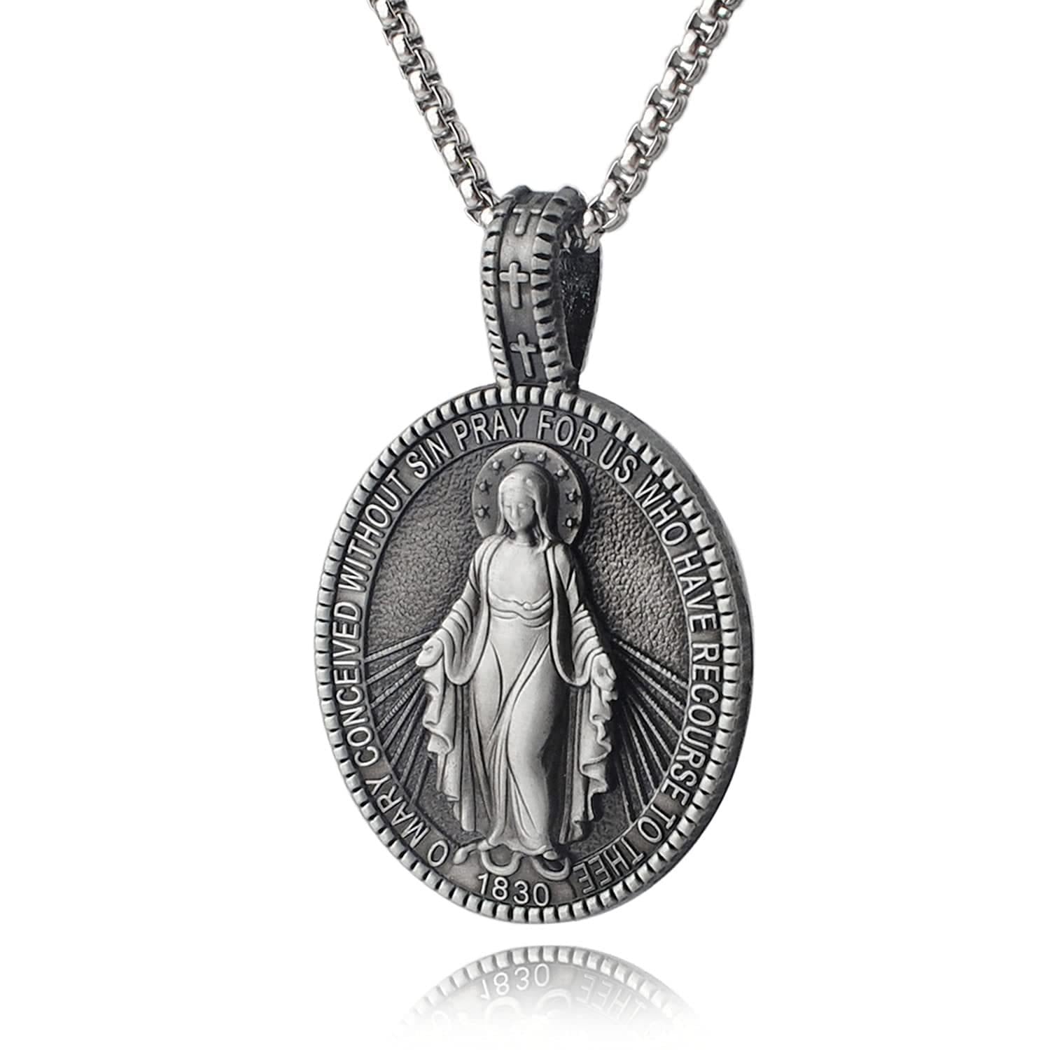 Collier Pendentif Médaille Miraculeuse Vierge Marie