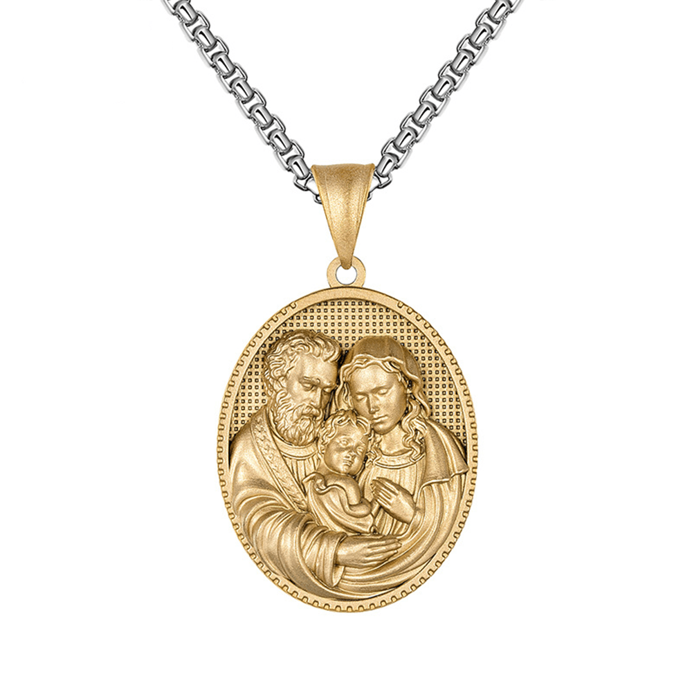 Collier Médaille Sainte Famille Joseph Marie Jésus