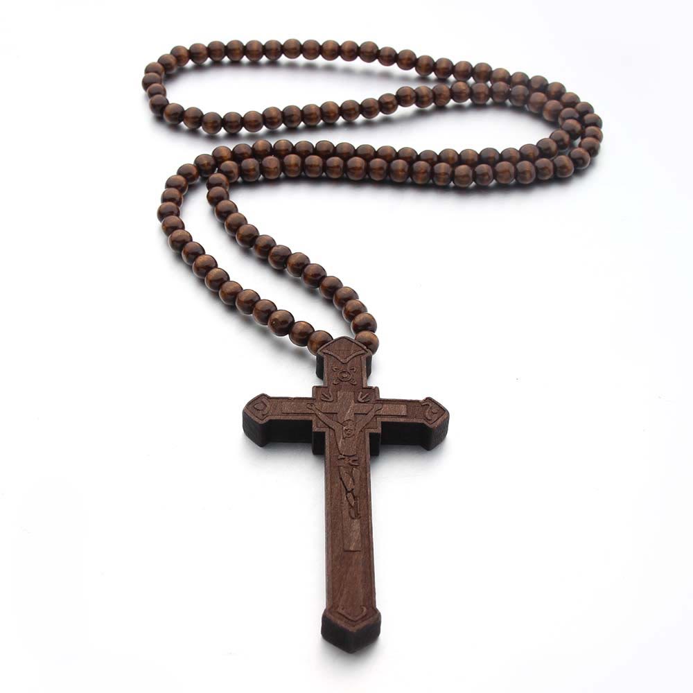 Collar de madera de cruz de Jesús