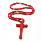 Collar de madera de cruz de Jesús