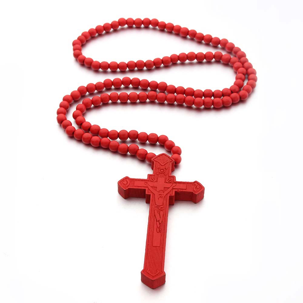 Collar de madera de cruz de Jesús