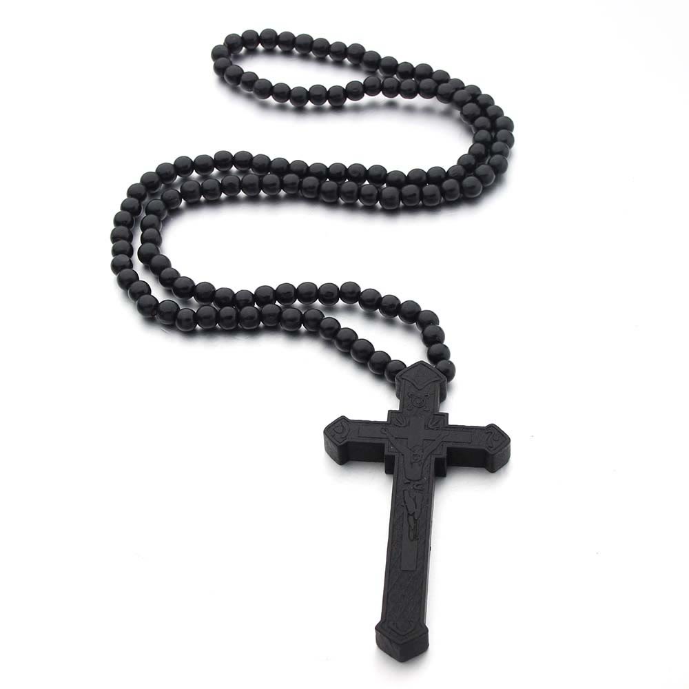 Collar de madera de cruz de Jesús