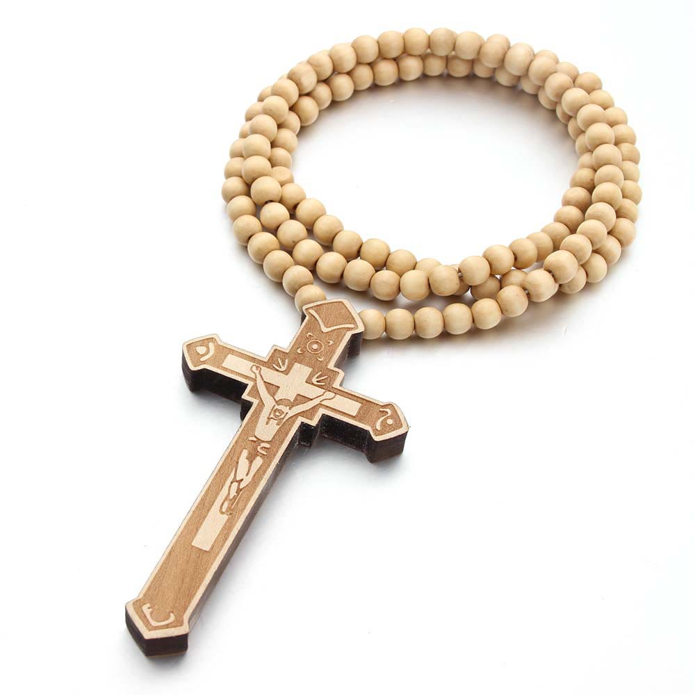 Collar de madera de cruz de Jesús