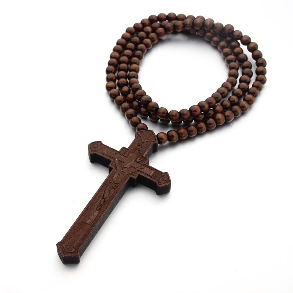 Collar de madera de cruz de Jesús