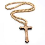 Collar de madera de cruz de Jesús