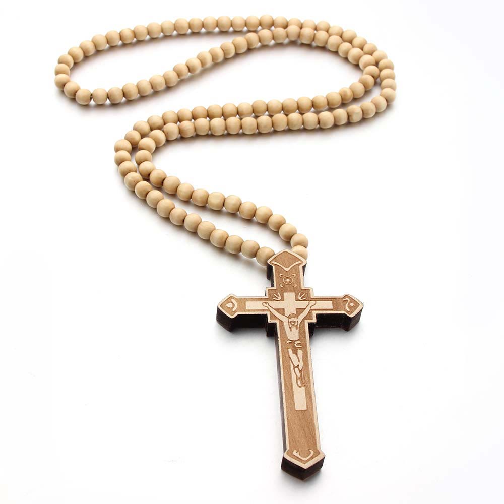 Collar de madera de cruz de Jesús