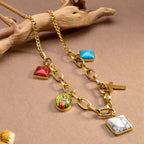 Collier ras du cou Croix Turquoise Notre-Dame de Guadalupe style décontracté
