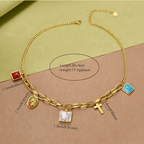 Collier ras du cou Croix Turquoise Notre-Dame de Guadalupe style décontracté