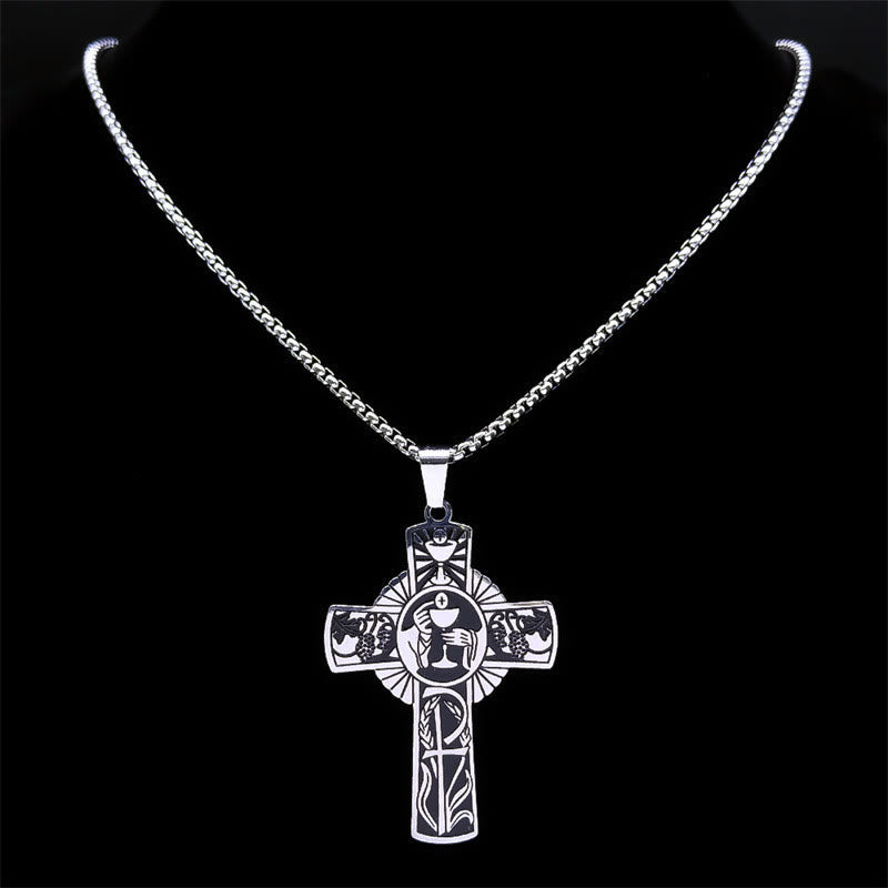Collar con Cruz de Vid, Halo Eucarístico y Elementos Múltiples