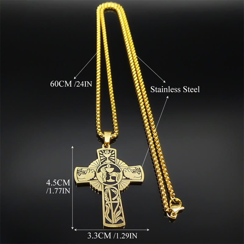 Collar con Cruz de Vid, Halo Eucarístico y Elementos Múltiples
