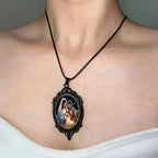 Collier Nativité en alliage, bordure vintage noire, style gothique