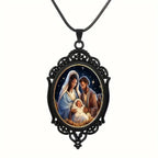 Collier Nativité en alliage, bordure vintage noire, style gothique