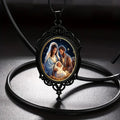 Collier Nativité en alliage, bordure vintage noire, style gothique