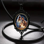 Collier Nativité en alliage, bordure vintage noire, style gothique
