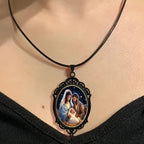 Collier Nativité en alliage, bordure vintage noire, style gothique