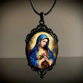 Collier Vierge de Guadalupe, style gothique vintage, avec bordure