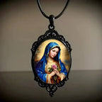 Collier Vierge de Guadalupe, style gothique vintage, avec bordure