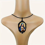 Collier Vierge de Guadalupe, style gothique vintage, avec bordure