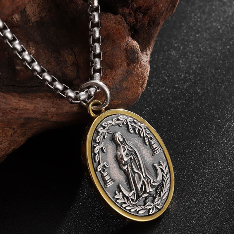 Collar de aleación de la Virgen de Guadalupe de estilo retro