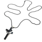 Collier en alliage avec pendentif noir et anneau croisé de style minimaliste