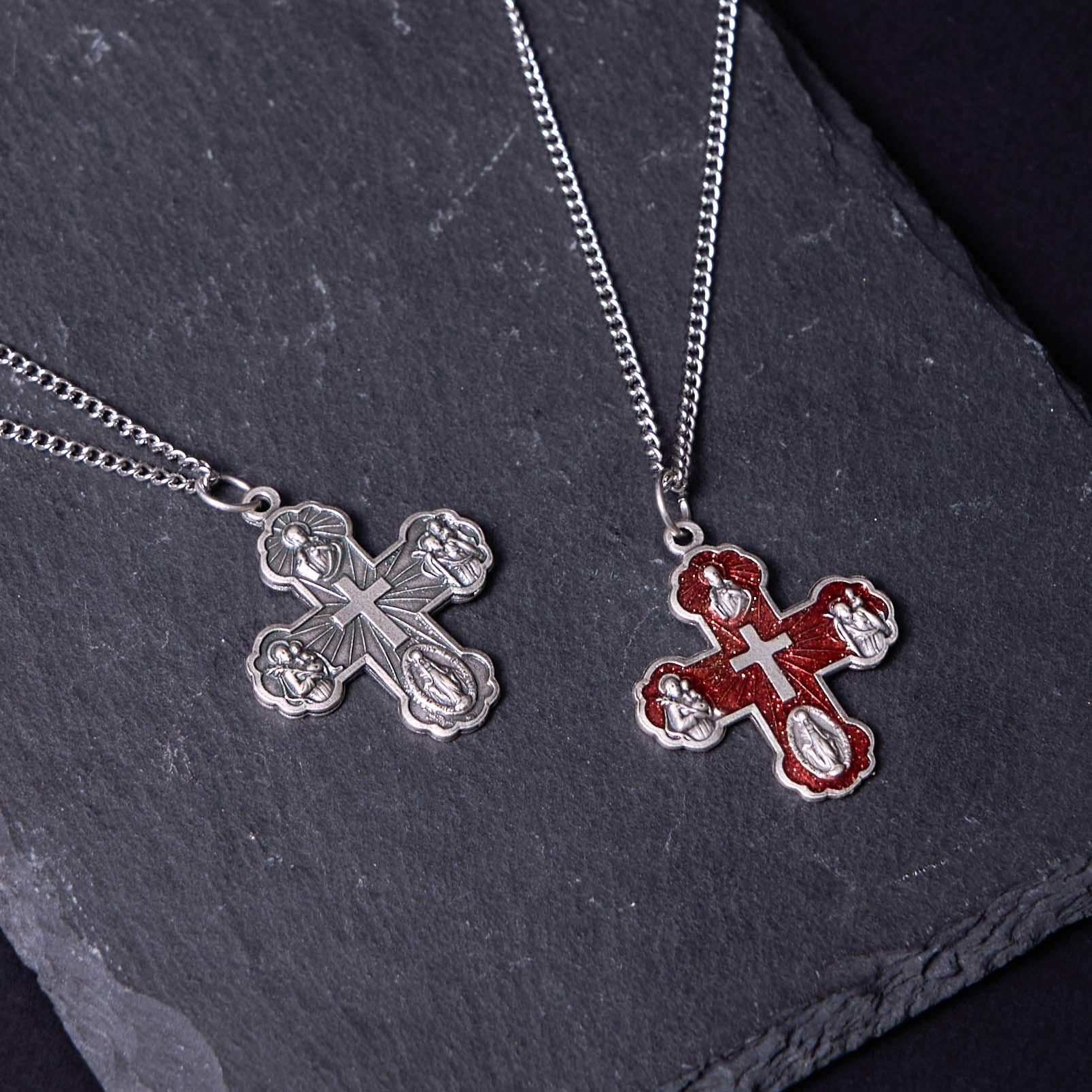 Collier pendentif Croix quatre voies cinq-en-un Carmélite de style classique en alliage