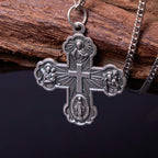 Collier pendentif Croix quatre voies cinq-en-un Carmélite de style classique en alliage