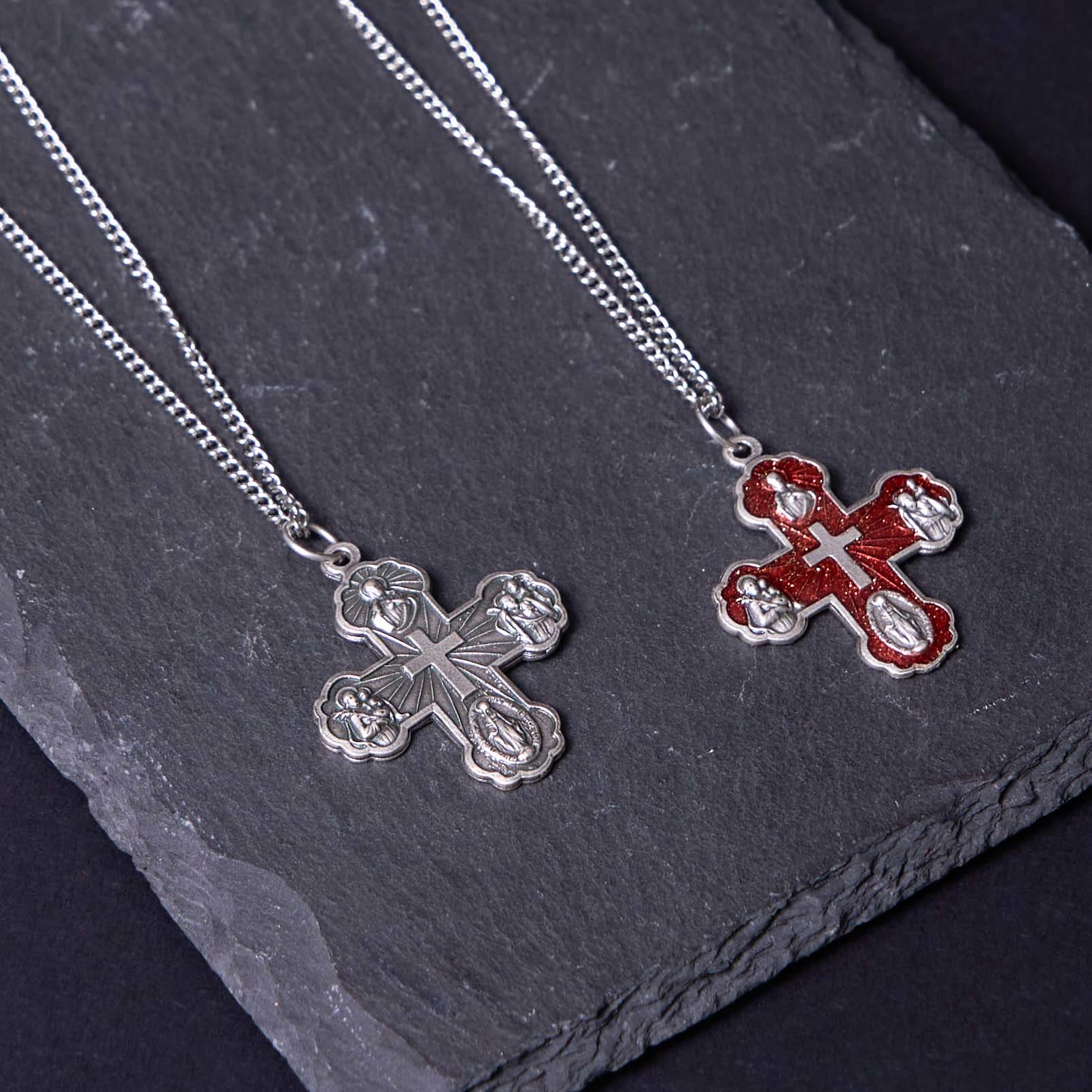 Collier pendentif Croix quatre voies cinq-en-un Carmélite de style classique en alliage