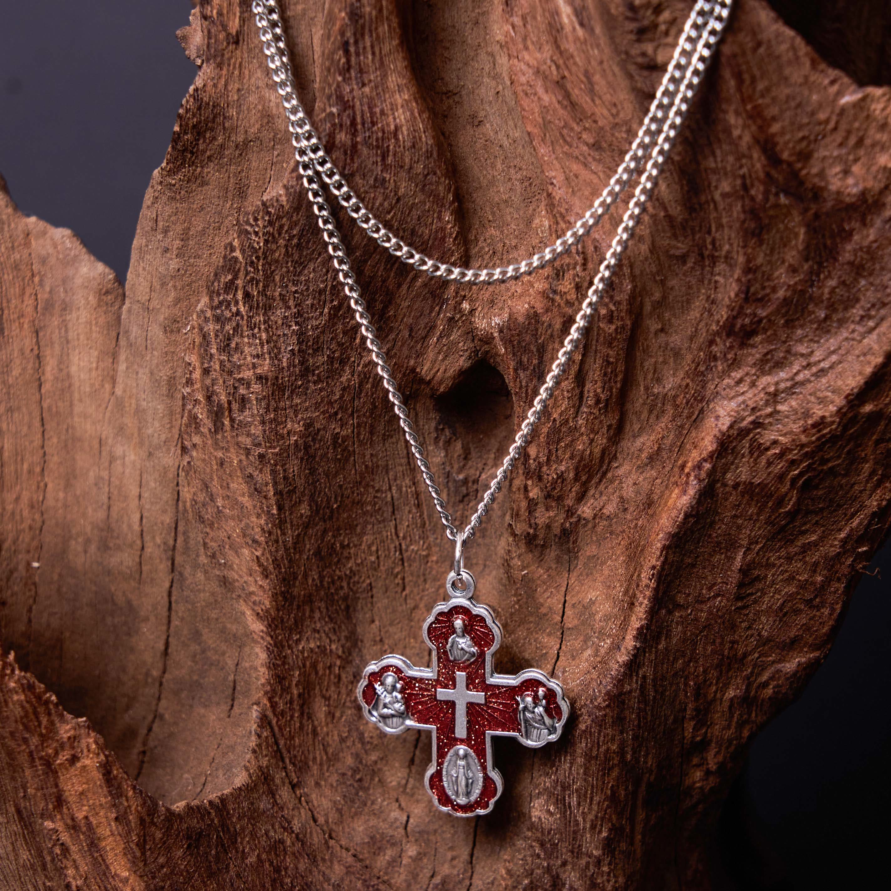 Collier pendentif Croix quatre voies cinq-en-un Carmélite de style classique en alliage