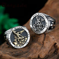 Anillo de acero de titanio estilo retro Arcángel San Miguel