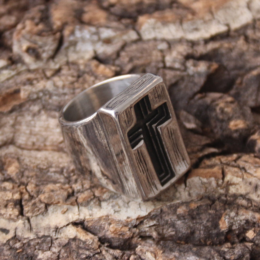 Anillo Cruzado Ancho Estilo Retro Minimalista