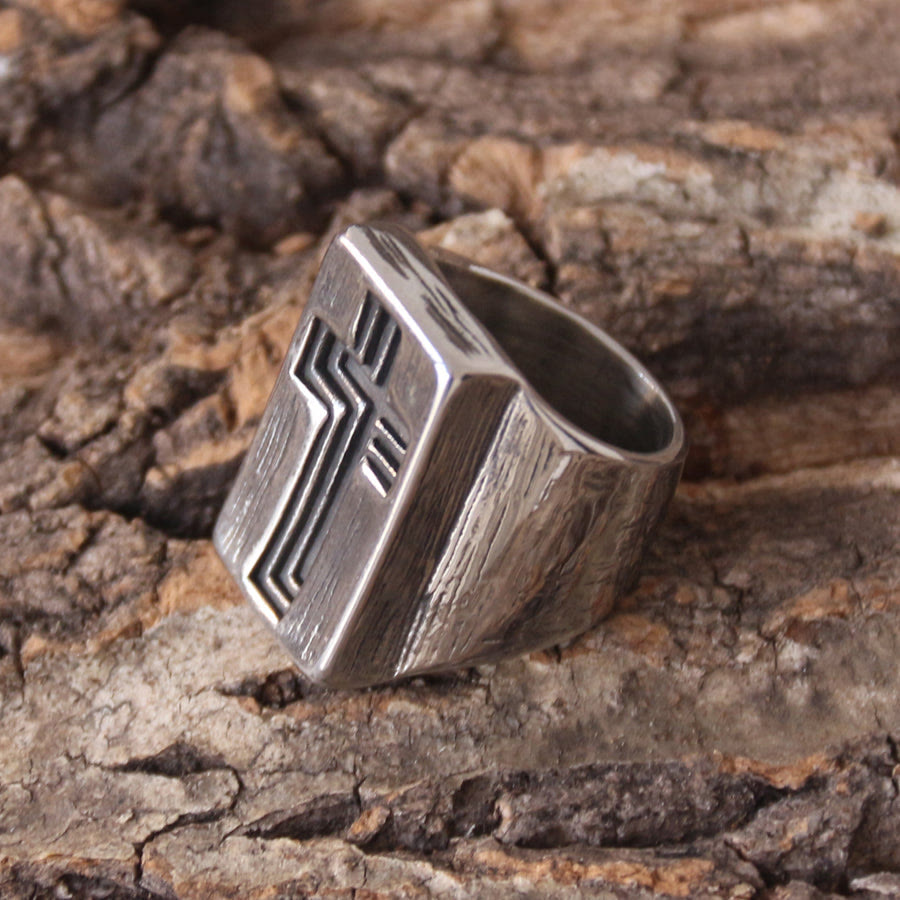 Anillo Cruzado Ancho Estilo Retro Minimalista
