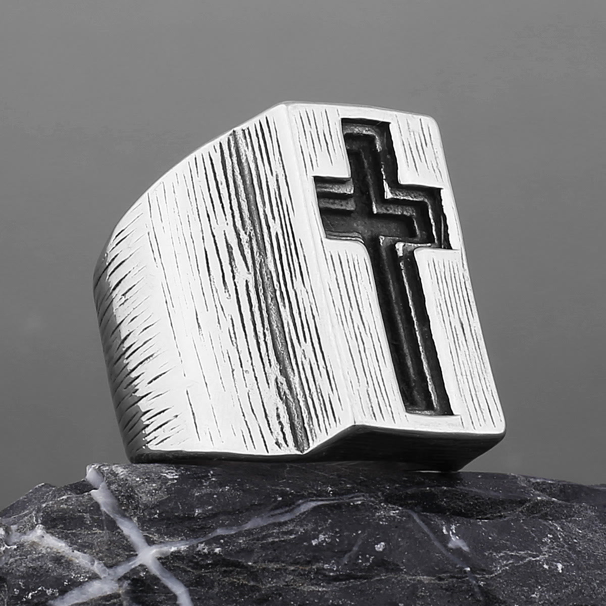 Anillo Cruzado Ancho Estilo Retro Minimalista