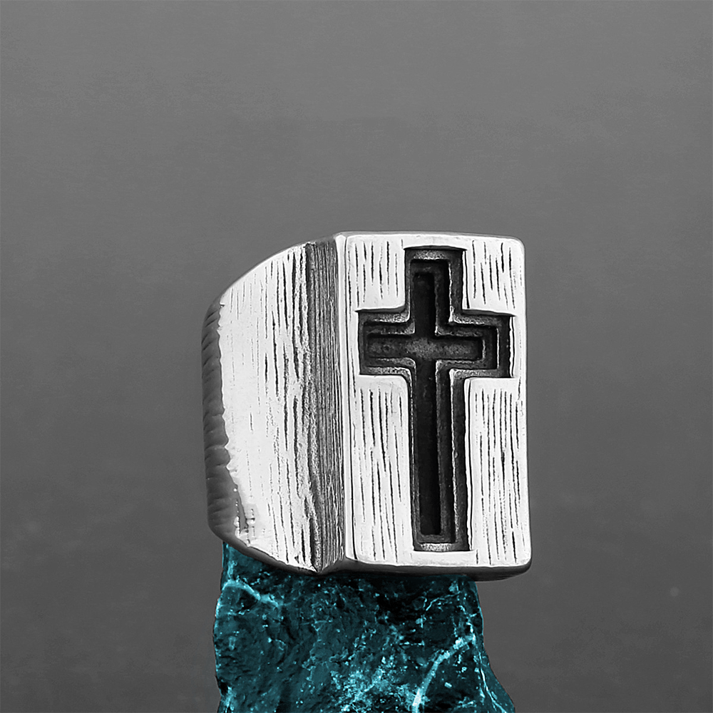 Anillo Cruzado Ancho Estilo Retro Minimalista