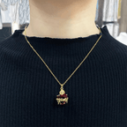 Collier Pendentif Cœur Sacré de Jésus en Pierres Précieuses Rouges Style Moderne